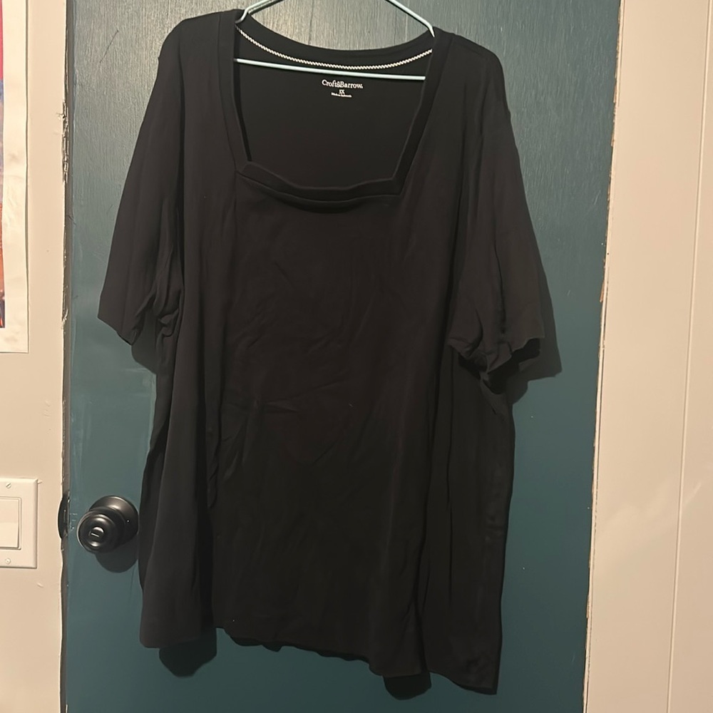 croft and barrow blackk square neck tshirt size 2X